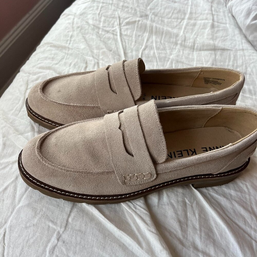 Anne Klein Suede Loafers Blush Pink